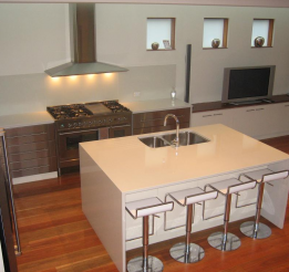 Polyurethane Kitchen With Stainless Draw Fronts