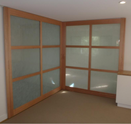 Solid Timber Sliding Doors With Frosted Glass Panels