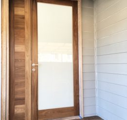 Spotted Gum front door with V Groove side panelling
